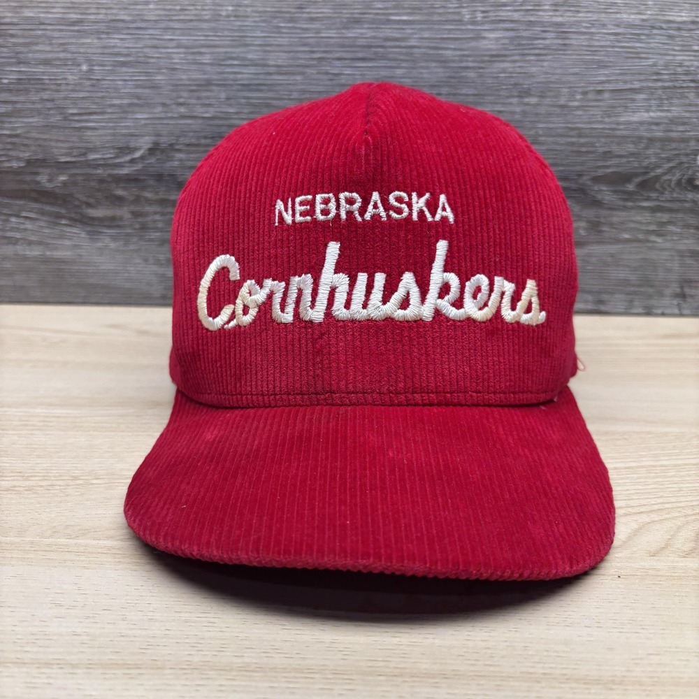 Vintage Nebraska Cornhuskers Hat Cap Snap Back Mens NCAA Football Corduroy 90s